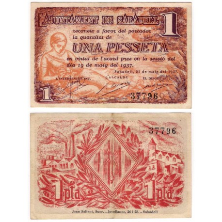 Sabadell. 1937. 1 Peseta (MBC+)