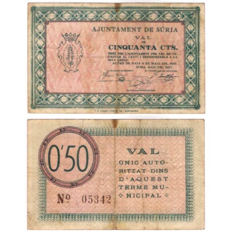 Súria. 1937. 50 Céntimos (MBC-)