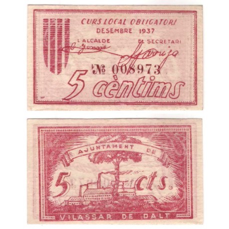 Vilassar de Dalt. 1937. 5 Céntimos (EBC)