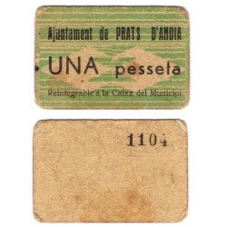 Prats d'Anoia. 1937. 1 Peseta (MBC/MBC-)