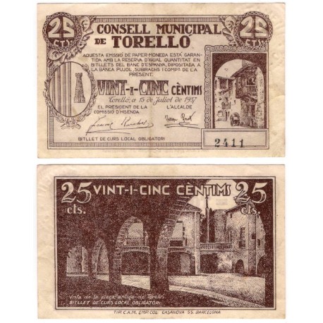 Torelló. 1937. 25 Céntimos (MBC)