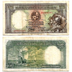 (27b) Uruguay. 1935. 50 Centesimos (BC/BC+)