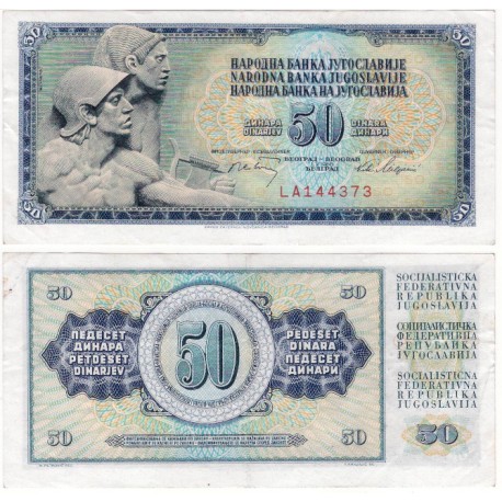 (83b) Yugoslavia. 1968. 50 Dinara (MBC) Leve mancha en el reverso