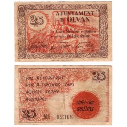 Olván. 1937. 25 Céntimos (BC+/MBC-)