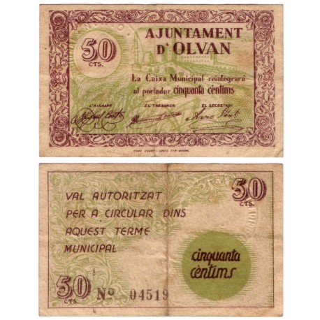 Olván. 1937. 50 Céntimos (BC+/MBC-)