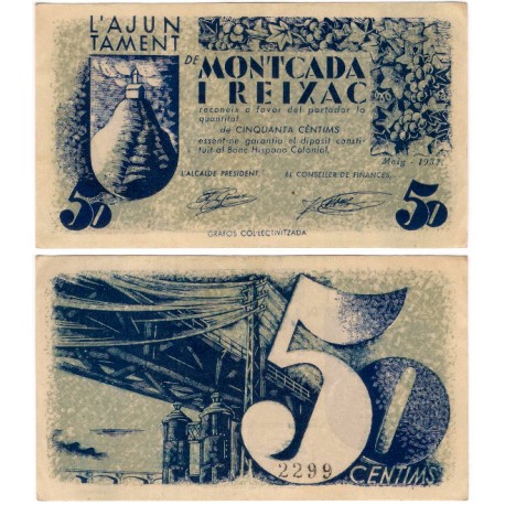 Montcada i Reixac. 1937. 50 Céntimos (MBC+)