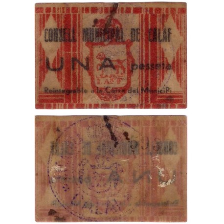 Calaf. 1937. 1 Peseta (BC+/MBC-)