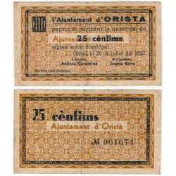 Oristà. 1937. 25 Céntimos (MBC/MBC-)