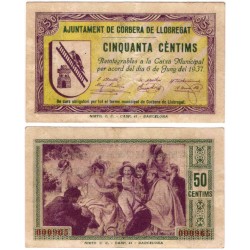 Corbera de Llobregat. 1937. 50 Céntimos (MBC/MBC-)