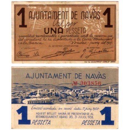 Navàs. 1937. 1 Peseta (MBC)