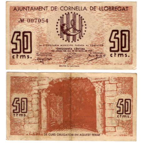 Cornellà de Llobregat. 1937. 50 Céntimos (MBC/MBC-)