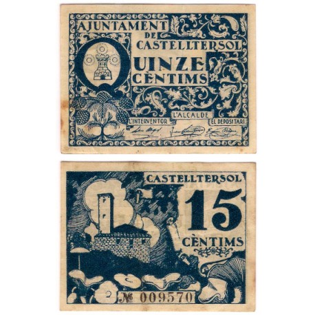 Castelltersol. 1937. 15 Céntimos (MBC+)