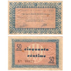 Codines del Vallès. 1937. 50 Céntimos (MBC+)