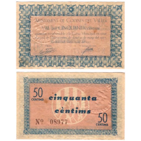 Codines del Vallès. 1937. 50 Céntimos (MBC+)