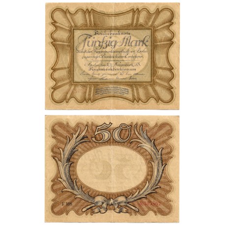 (65) Imperio Alemán. 1918. 50 Mark (EBC)