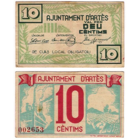 Artès. 1937. 10 Céntimos (MBC+)