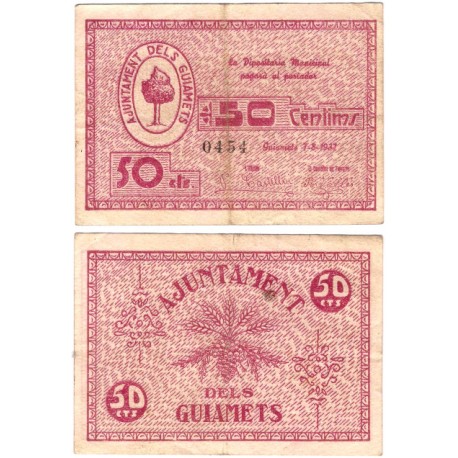 Guiamets. 1937. 50 Céntimos (MBC/MBC-)
