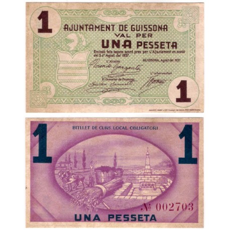 Guissona. 1937. 1 Peseta (EBC)