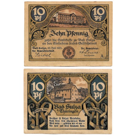 Bad Sulza (Turingia). 1921. 10 Pfennig (EBC+)