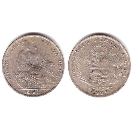 (216) Perú. 1935. ½ Sol (MBC) (Plata)