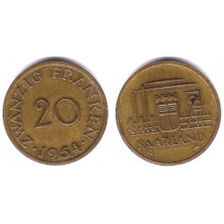 (2) Saarland. 1954. 20 Francs (MBC)