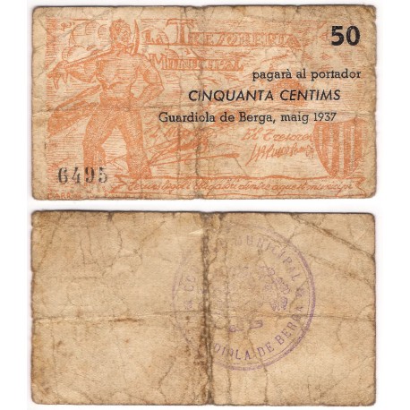 Guardiola de Berga. 1937. 50 Céntimos (BC/BC+)
