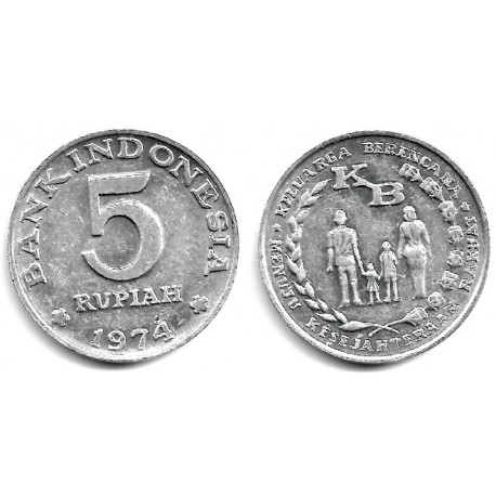 (37) Indonesia. 1974. 5 Rupiah (MBC)