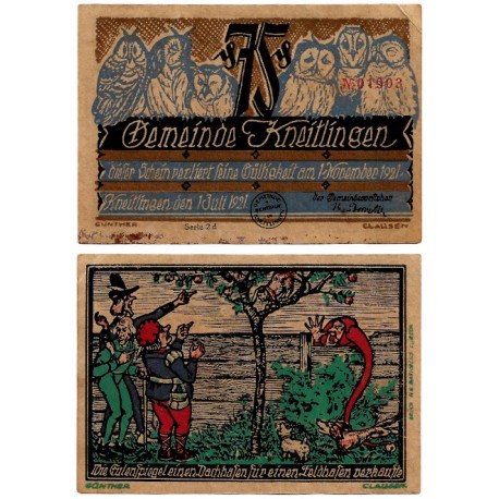 Kneitlingen (Baja Sajonia). 1921. 75 Pfennig (MBC+)