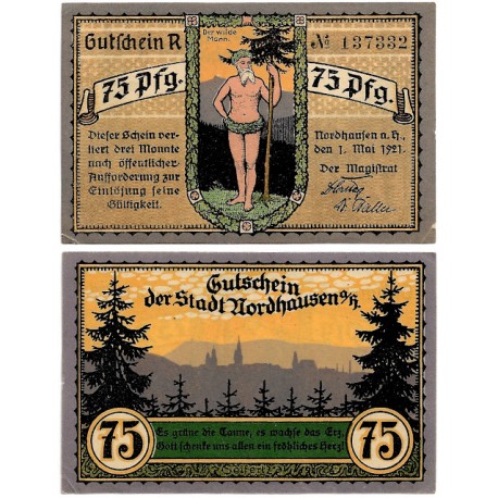 Nordhausen (Turingia). 1921. 75 Pfennig (EBC)