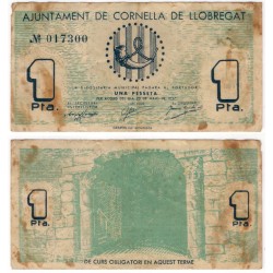 Cornellà de Llobregat. 1937. 1 Peseta (BC/BC+) Manchas