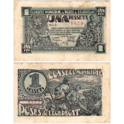 Roses de Llobregat. 1937. 1 Peseta (BC+/MBC-)