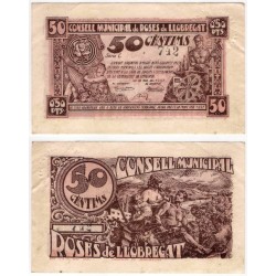 Roses de Llobregat. 1937. 50 Céntimos (MBC/MBC-)