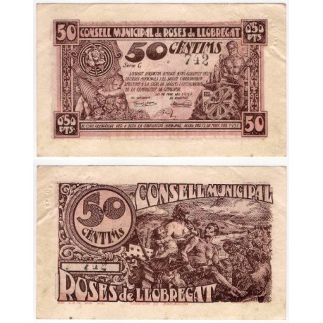 Roses de Llobregat. 1937. 50 Céntimos (MBC/MBC-)