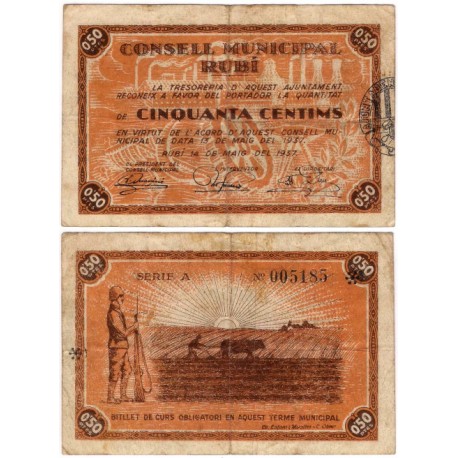 Rubí. 1937. 50 Céntimos (BC+)
