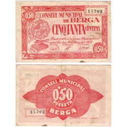 Berga. 1937. 50 Céntimos (MBC-) Leves Manchas