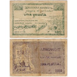 Caldes de Montbui. 1937. 1 Peseta (BC+)