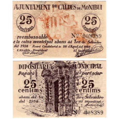 Caldes de Montbui. 1937. 25 Céntimos (EBC)