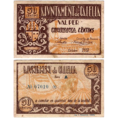 Calella. 1937. 50 Céntimos (MBC-)
