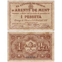 Arenys de Munt. 1937. 1 Peseta (MBC)