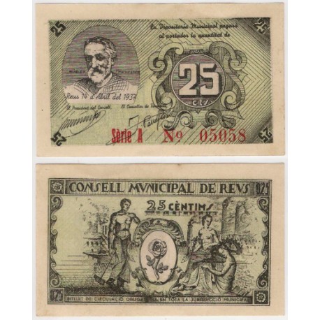 Reus. 1937. 25 Céntimos (SC)