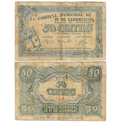 Pi de Llobregat. 1937. 50 Céntimos (BC)