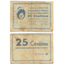 Hostalets de Pierola. 1937. 25 Céntimos (BC/BC+)