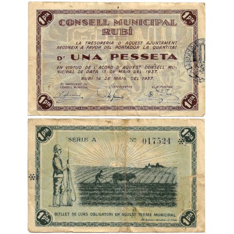 Rubí. 1937. 1 Peseta (MBC)