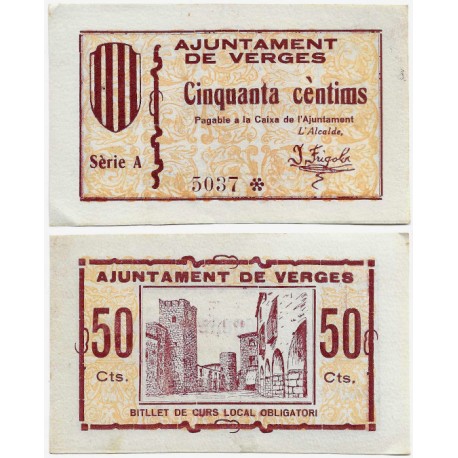 Verges. 1937. 50 Céntimos (SC-)