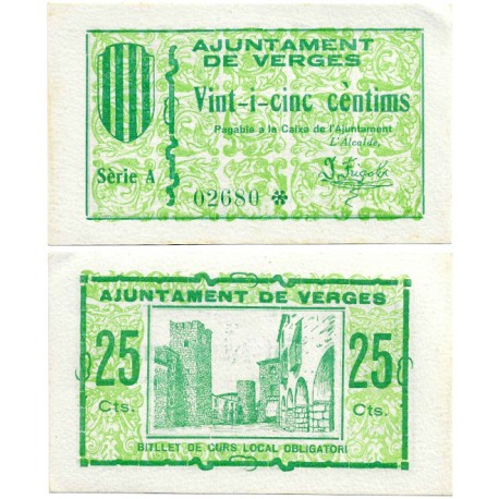 Verges. 1937. 25 Céntimos (SC-)