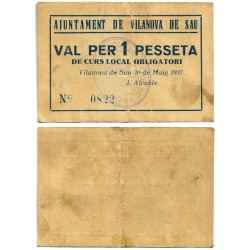 Vilanova de Sau. 1937. 1 Peseta (MBC-/BC+)