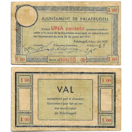 Palafrugell. 1937. 1 Peseta (MBC)