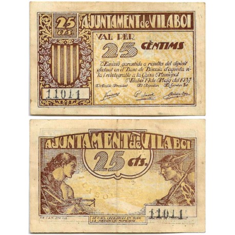 Vilaboi. 1937. 25 Céntimos (MBC/MBC-)