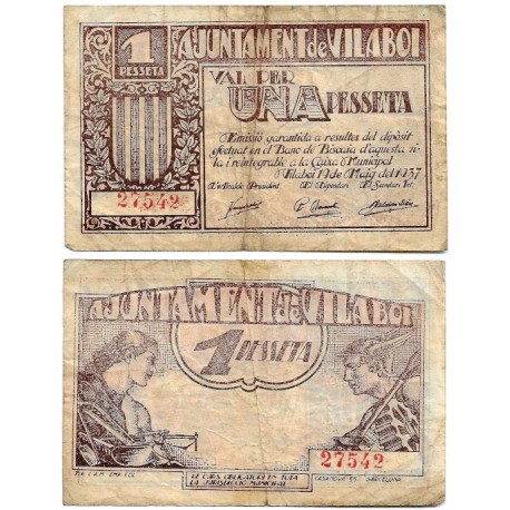 Vilaboi. 1937. 1 Peseta (BC/BC+)