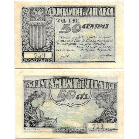 Vilaboi. 1937. 50 Céntimos (MBC+)